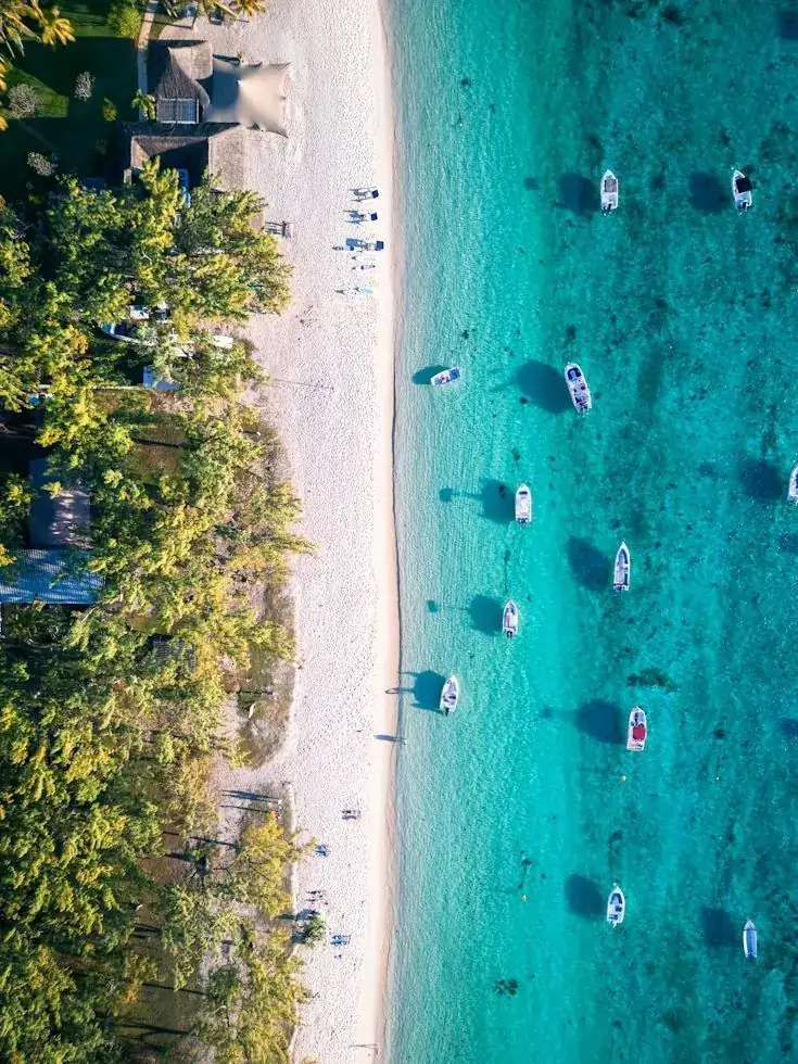 Lagon de l'île Maurice vu du ciel